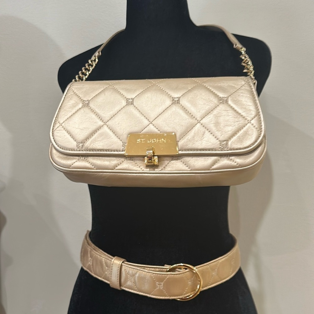 ST JOHN matching quilted signature purse and matching belt. Very classy.